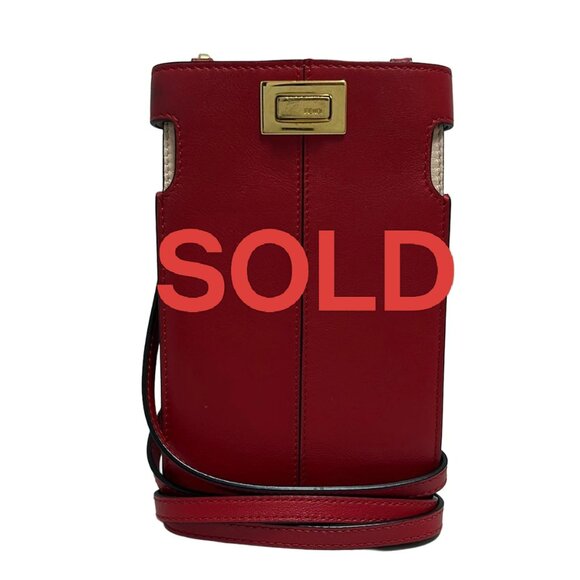FENDI Peekaphone Red Leather - Accessory Case 503-041825 - Picture 1 of 6